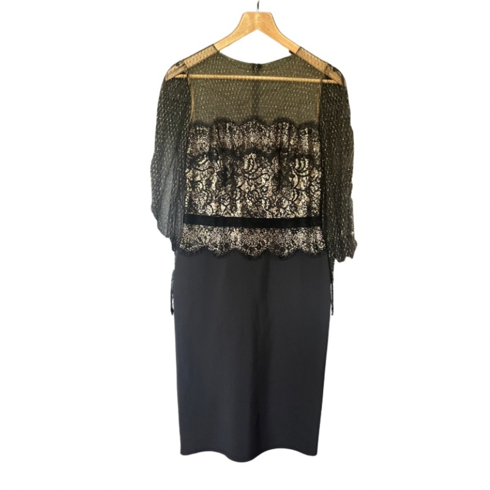 Tadashi Shoji Black and Gold Mesh Dress